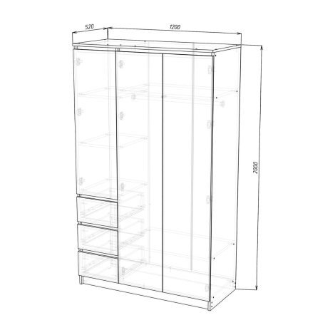 Купити Шафа 3д3ш KASHEMIR 1200х2000х520 у Вінниці