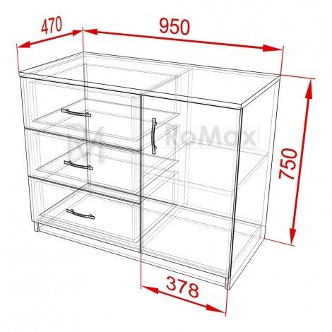 Купити Комод 3ш1д Aura 950х750х450 у Вінниці