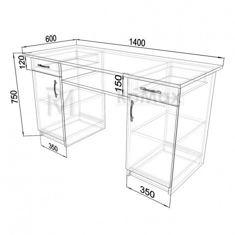 Купити Стіл 2-тумбовий Aura 1400х750х600 у Вінниці