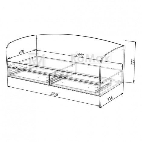 Купить Кровать JUNIOR 900 х 2000 + 2 ящика в Виннице